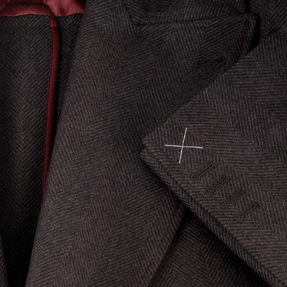 Rubinacci Vintage archive cappotto Ulster in lana spigato marrone In Vendita