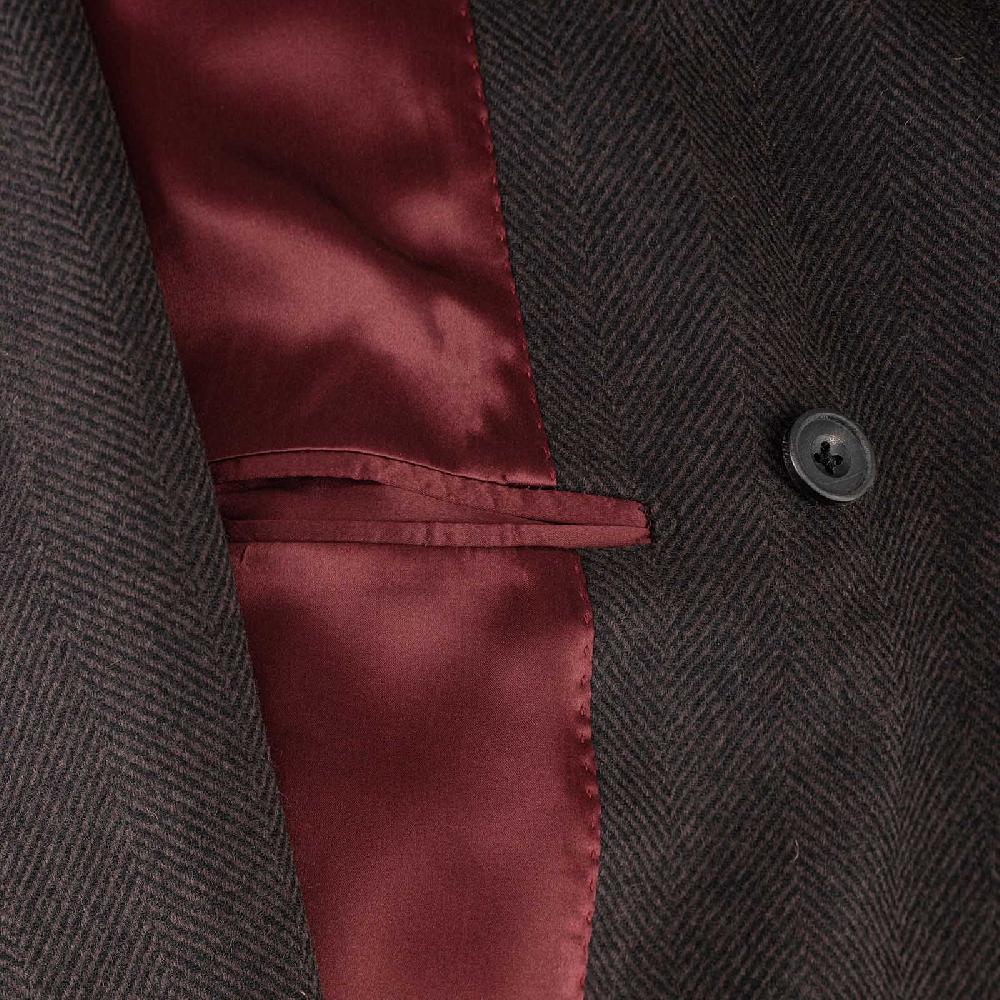 Rubinacci Vintage archive cappotto Ulster in lana spigato marrone In Vendita