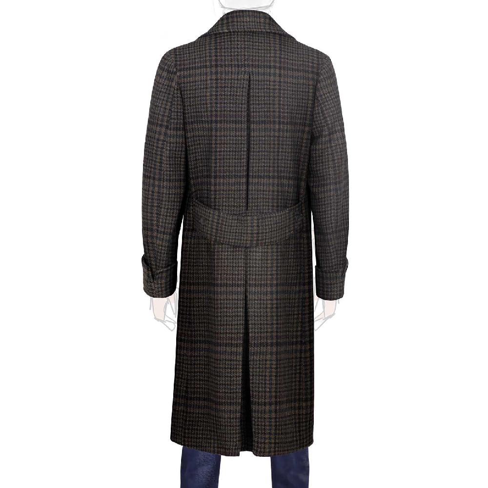Rubinacci Vintage archive cappotto Ulster in lana e cashmere a quadri marrone Vendita Calda