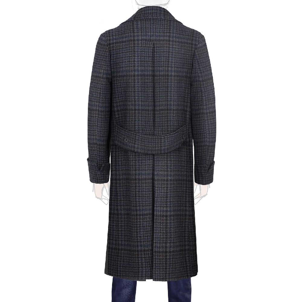 Rubinacci Vintage archive cappotto Ulster in lana e cashmere a quadri blu Vendita Economica