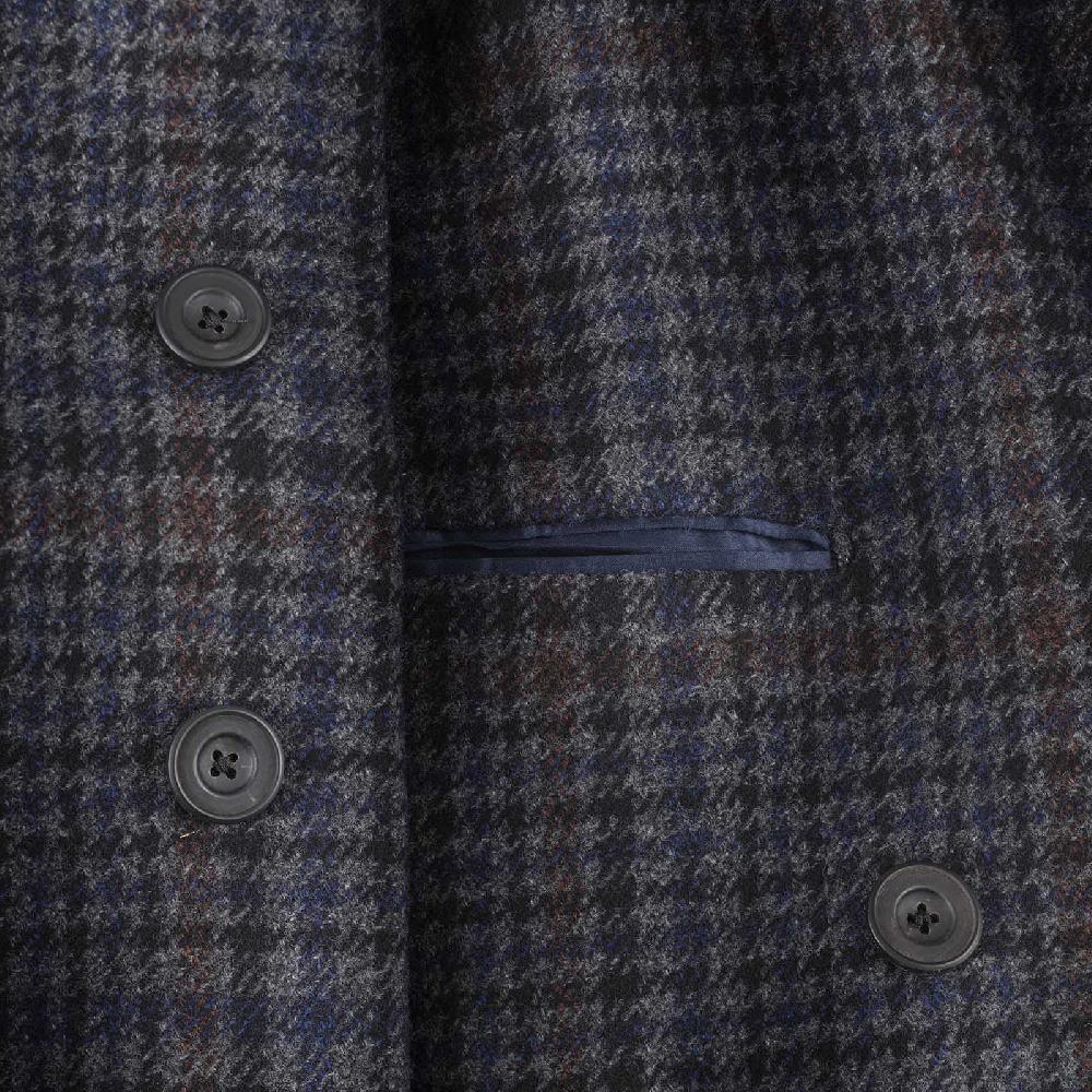 Rubinacci Vintage archive cappotto Ulster in lana e cashmere a quadri blu Vendita Economica