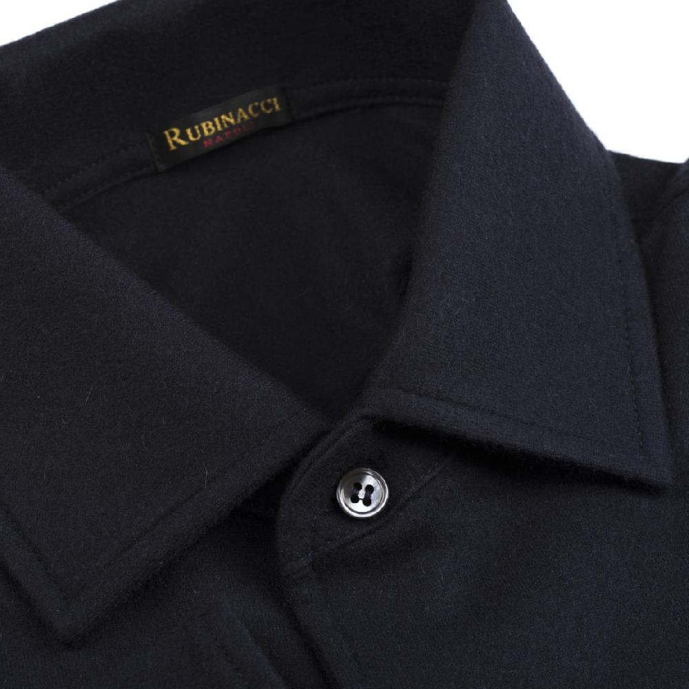 Rubinacci Camicia in cashmere blu Saldi Di Fabbrica