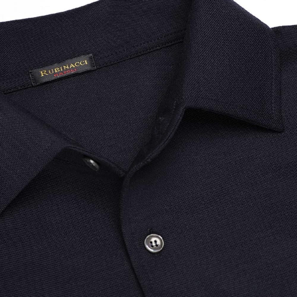 Rubinacci Camicia in piquet di lana blu navy I Più Venduti