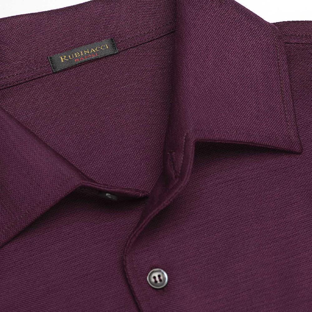 Rubinacci Camicia in piquet di lana bordeaux Vendite Flash