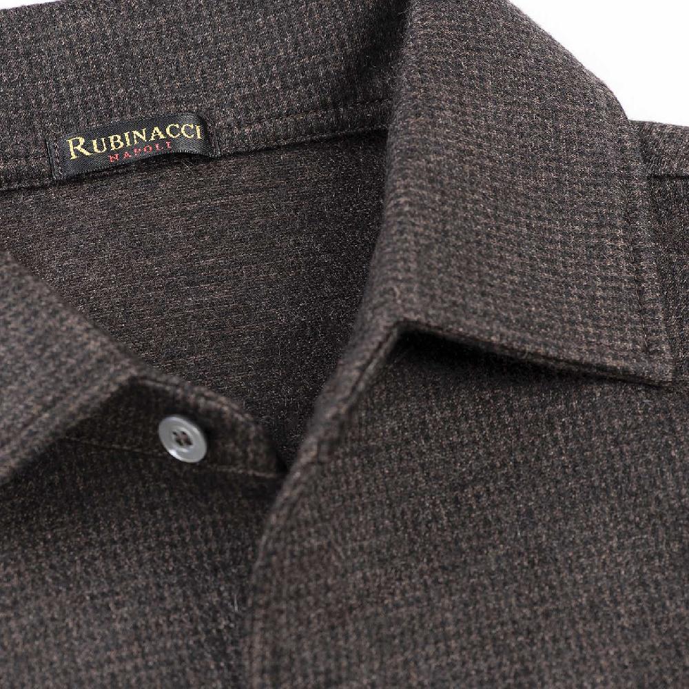 Rubinacci Camicia in cashmere a quadretti marrone e nero Negozio