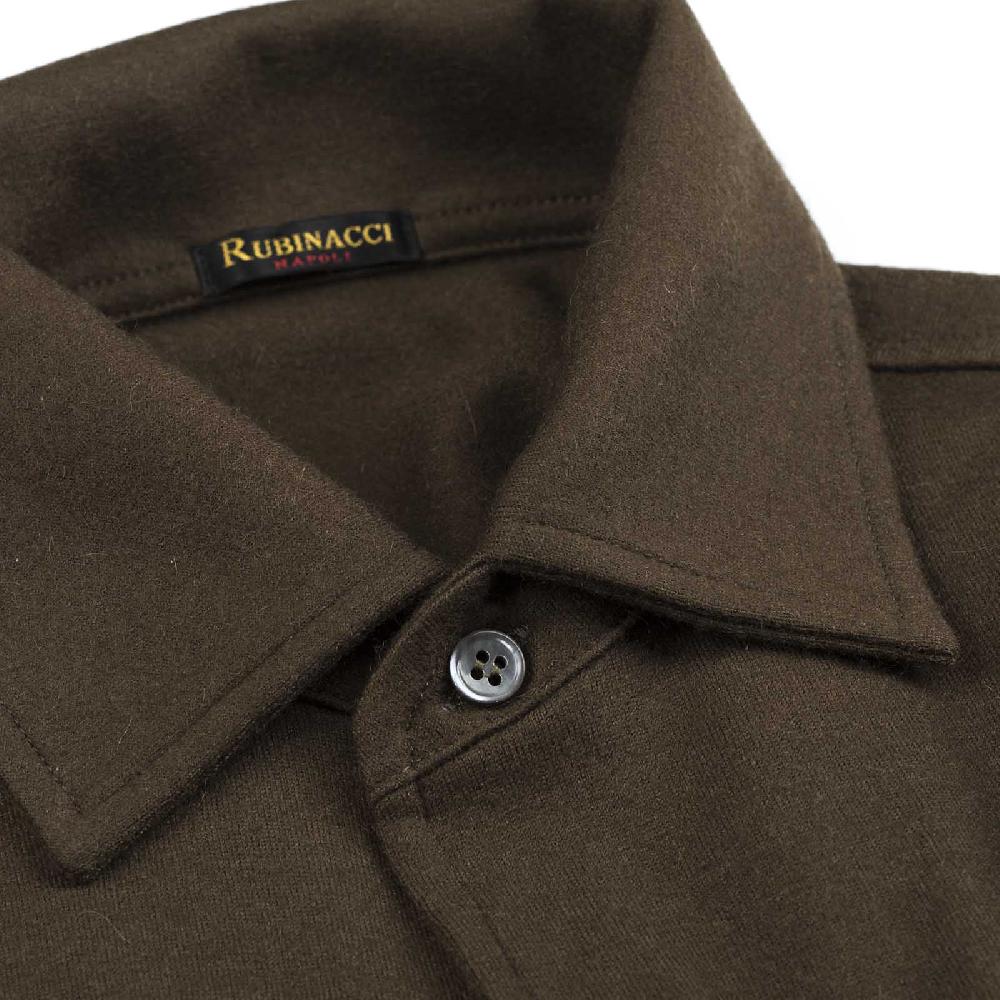 Rubinacci Camicia in cashmere verde militare In Saldo
