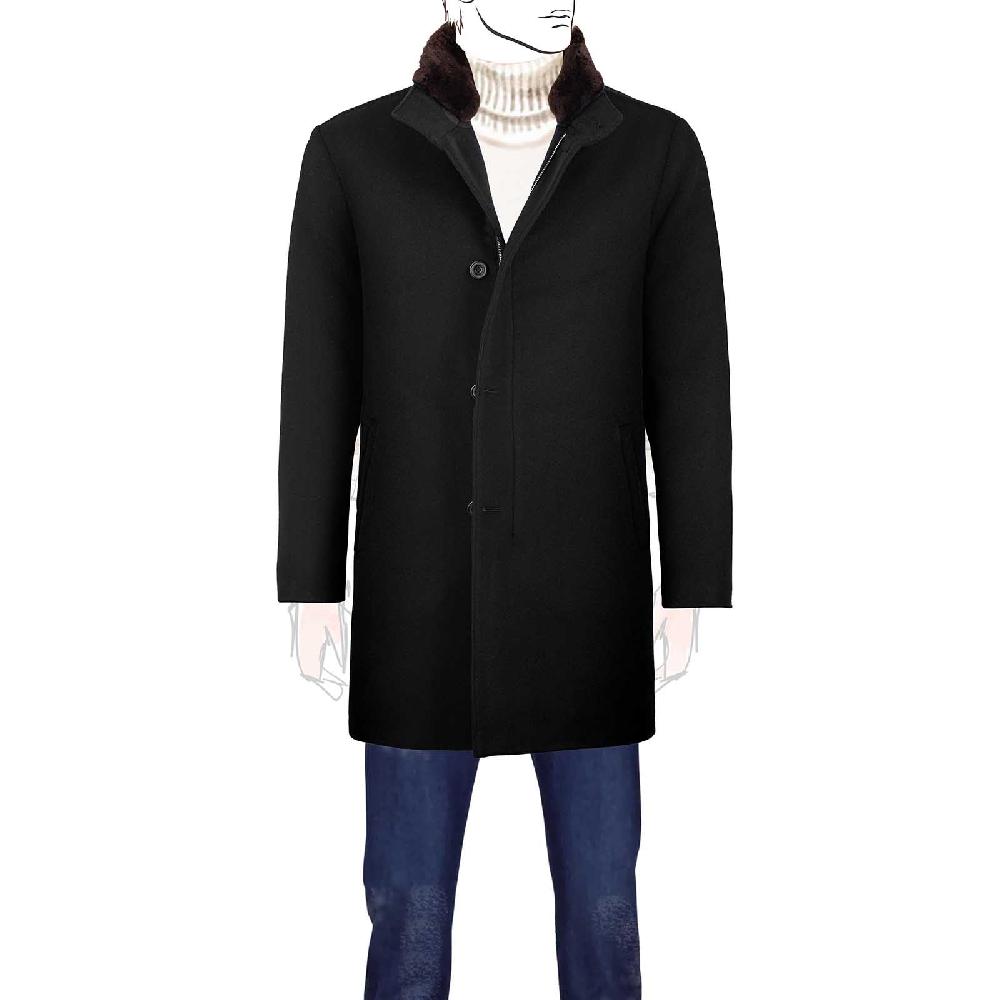 Rubinacci Giaccone lana e cashmere con pelliccia nero Moda