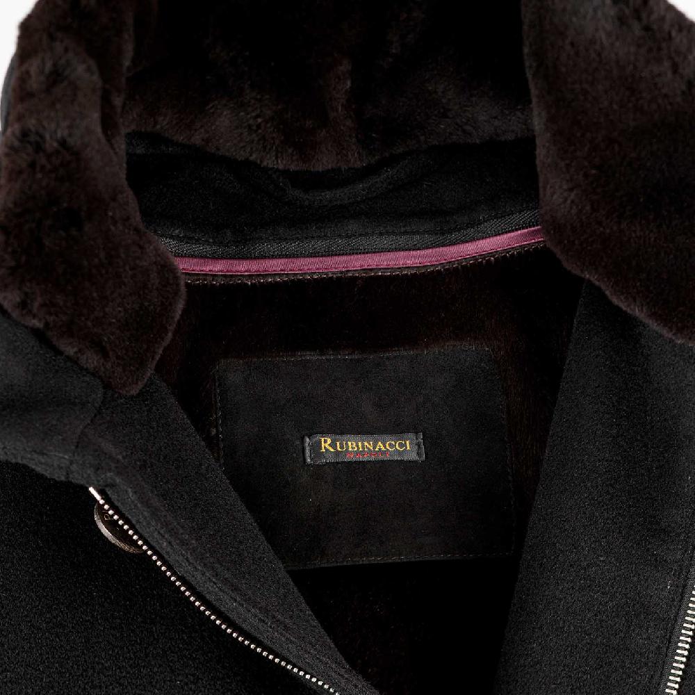 Rubinacci Giaccone lana e cashmere con pelliccia nero Moda