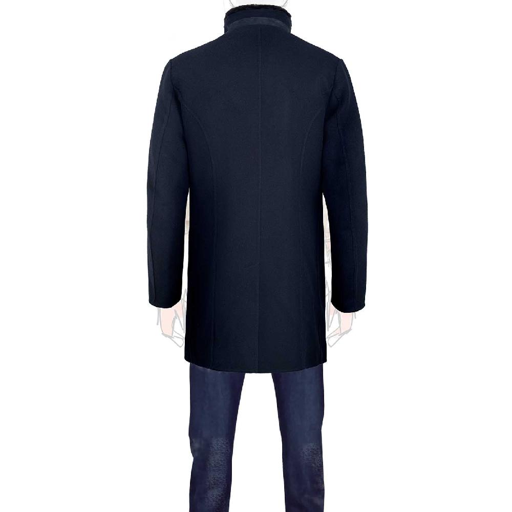 Rubinacci Giaccone lana e cashmere blu con pelliccia 2025