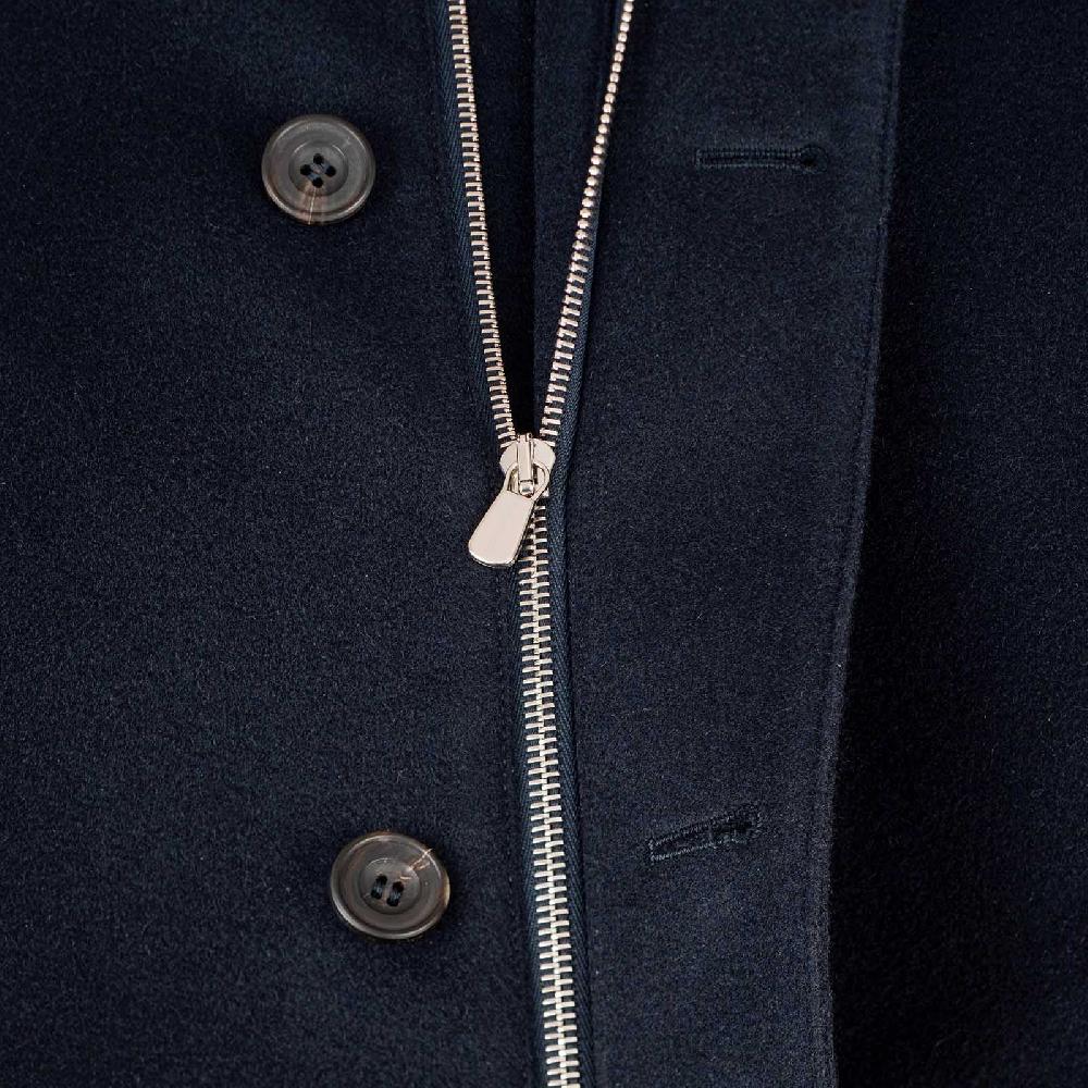 Rubinacci Giaccone lana e cashmere blu con pelliccia 2025