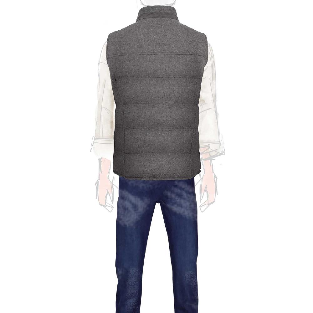 Rubinacci Gilet trapuntato lana e cashmere tortora Italy
