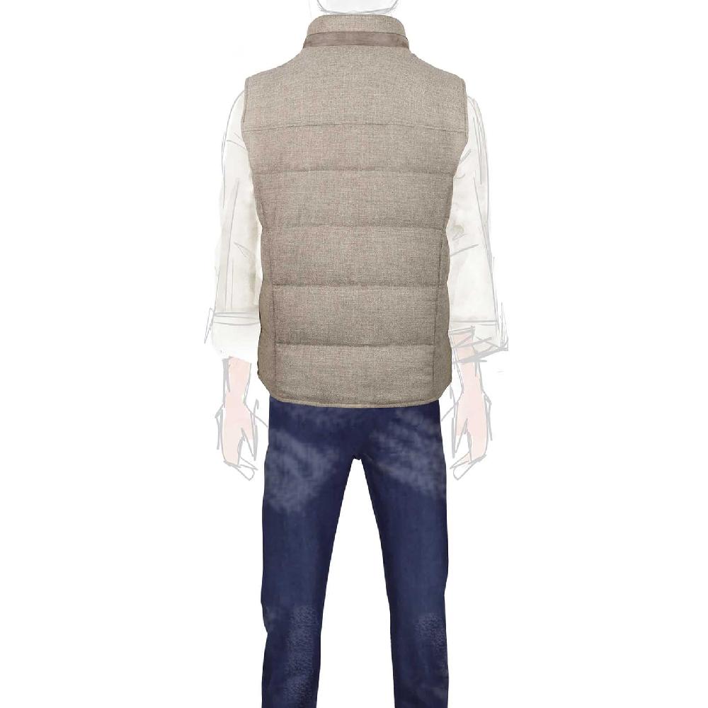 Rubinacci Gilet trapuntato lana e cashmere beige Nuovo