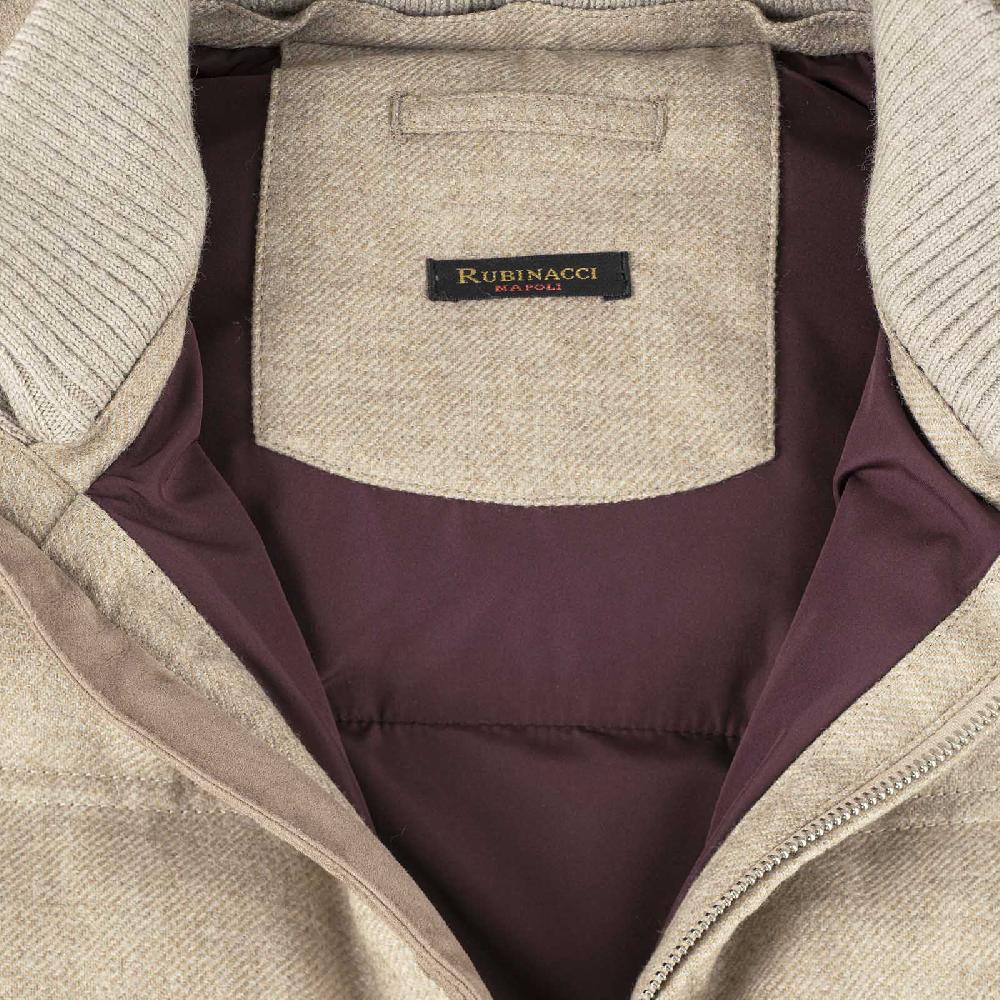 Rubinacci Gilet trapuntato lana e cashmere beige Nuovo