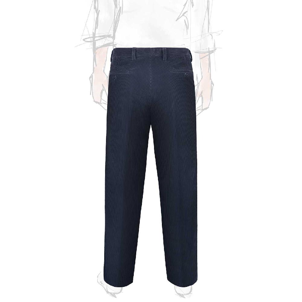 Rubinacci Pantalone 2 pinces in velluto a coste blu notte Shopping Online