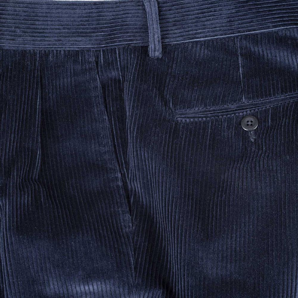 Rubinacci Pantalone 2 pinces in velluto a coste blu notte Shopping Online