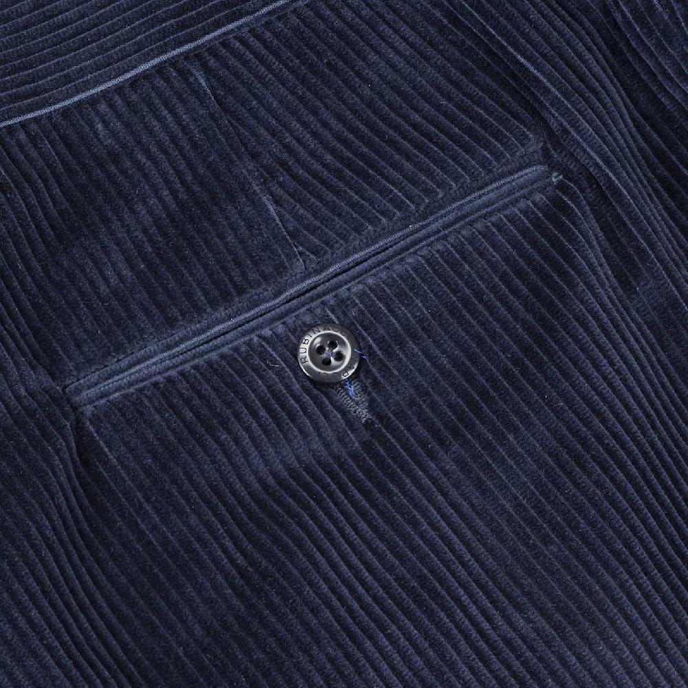 Rubinacci Pantalone 2 pinces in velluto a coste blu notte Shopping Online