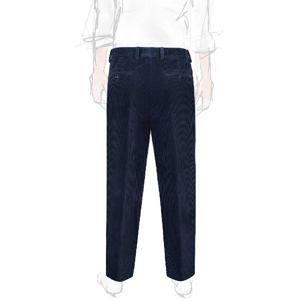 Rubinacci Pantalone 2 pinces in velluto a coste blu Prezzo Ridotto