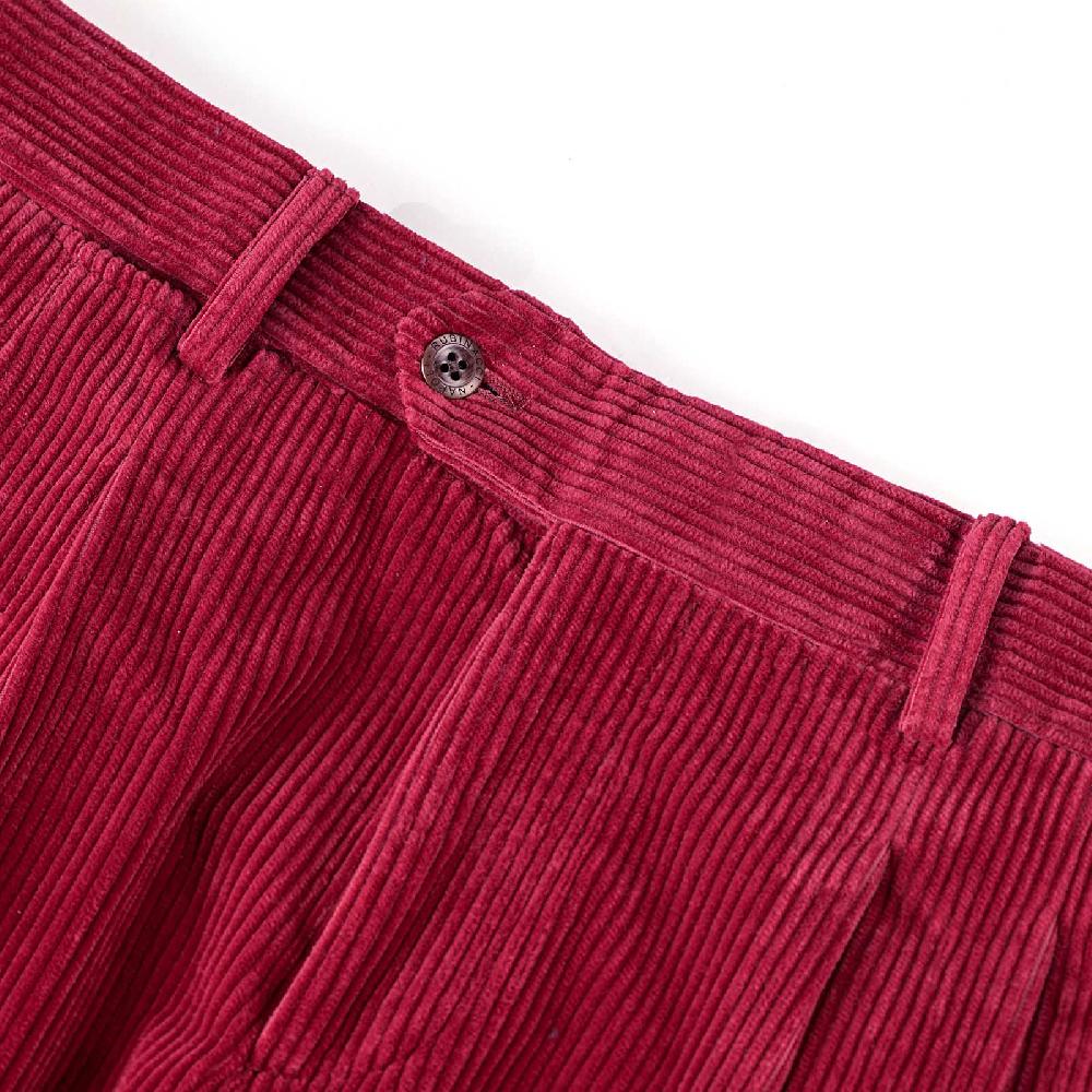 Rubinacci Pantalone 2 pinces in velluto a coste ciliegia Sottocosto