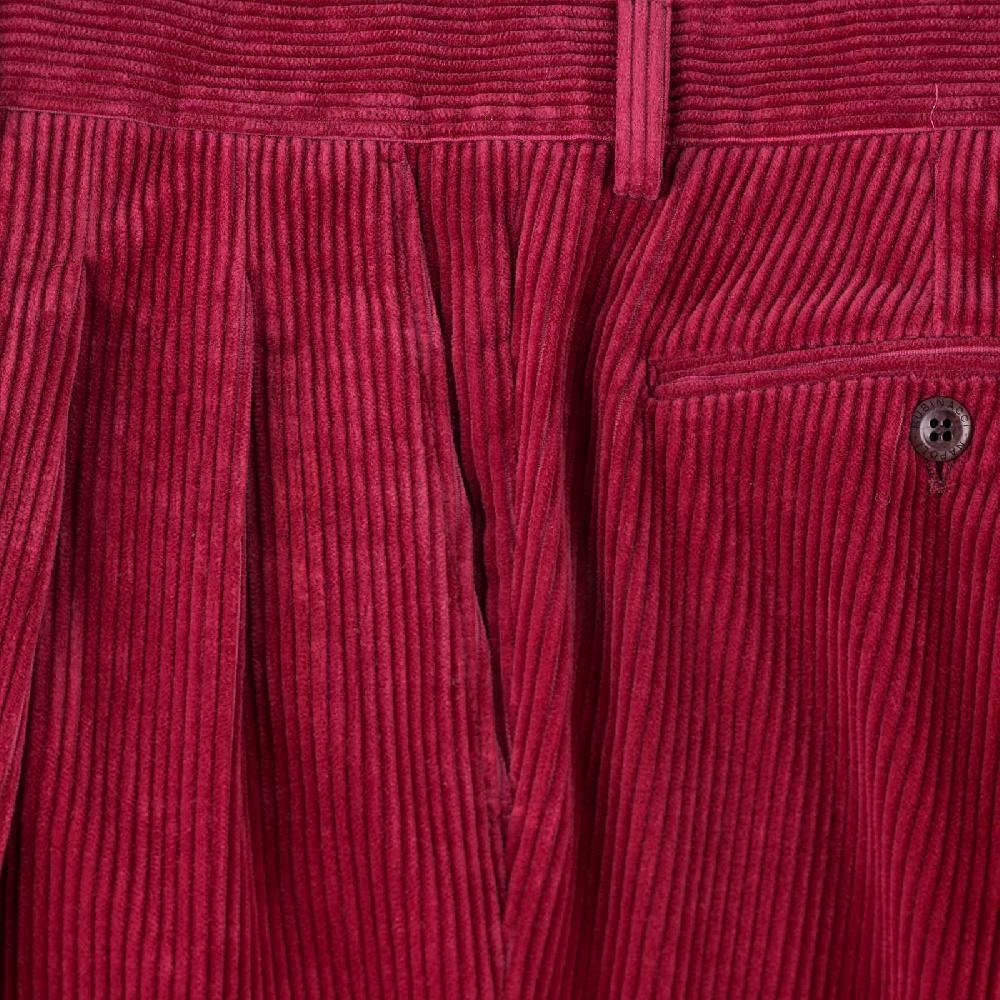Rubinacci Pantalone 2 pinces in velluto a coste ciliegia Sottocosto