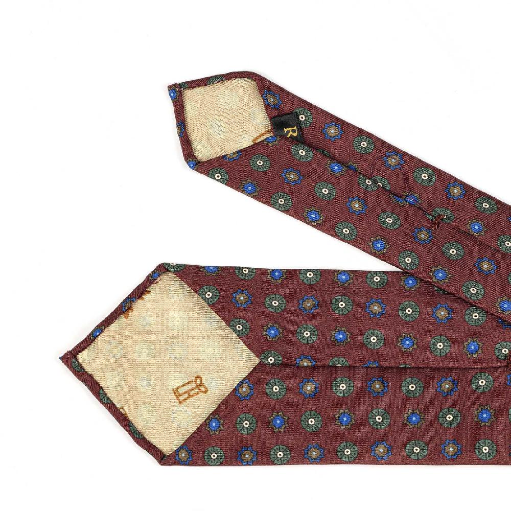 Rubinacci Cravatta in twill di seta bordeaux con stampa floreale Consegna Veloce