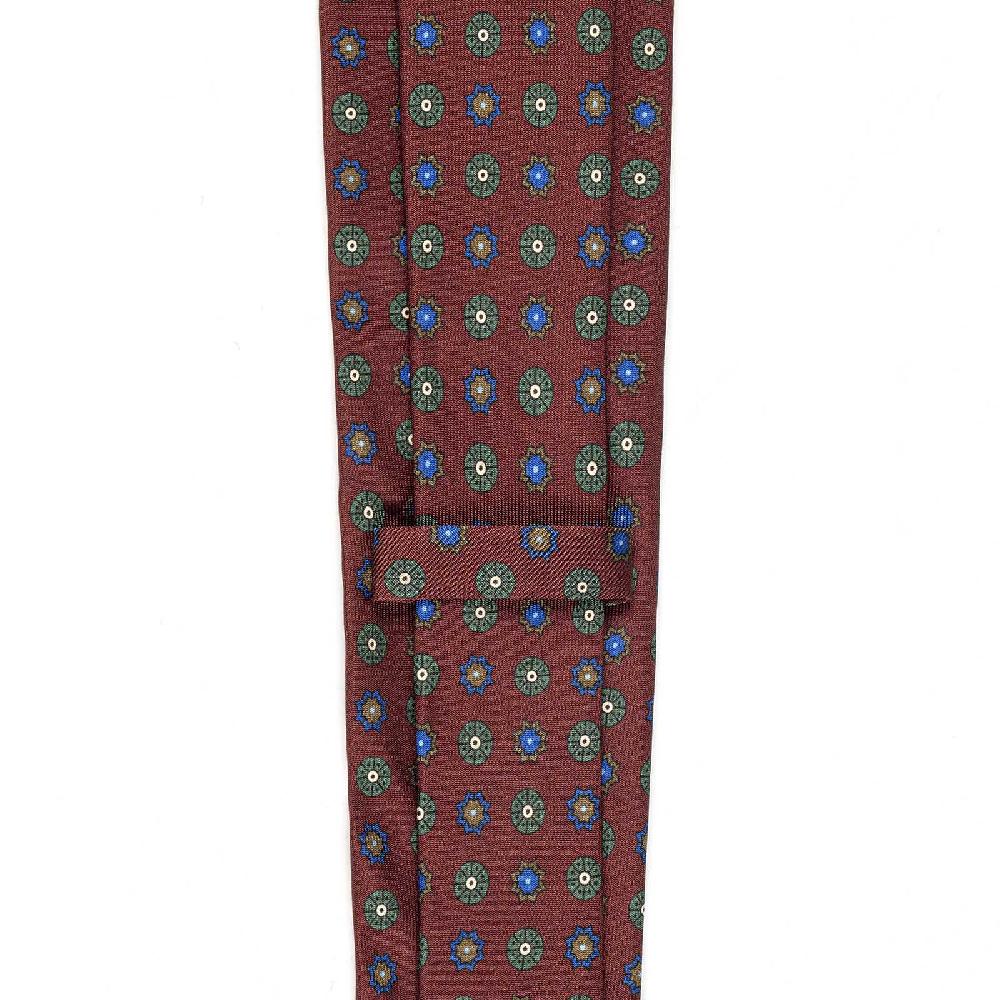Rubinacci Cravatta in twill di seta bordeaux con stampa floreale Consegna Veloce