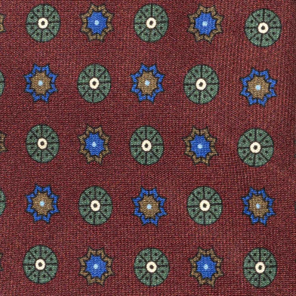 Rubinacci Cravatta in twill di seta bordeaux con stampa floreale Consegna Veloce