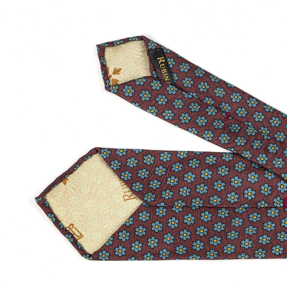 Rubinacci Cravatta in twill di seta bordeaux con stampa floreale Promozione Limitata