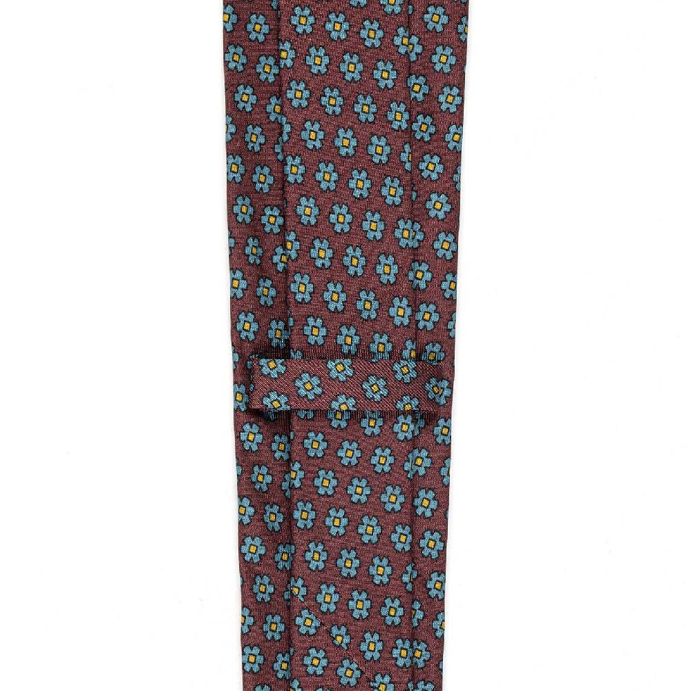 Rubinacci Cravatta in twill di seta bordeaux con stampa floreale Promozione Limitata