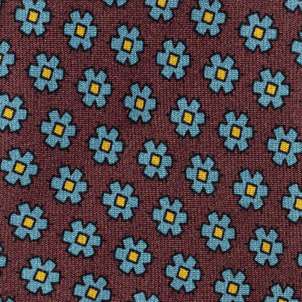Rubinacci Cravatta in twill di seta bordeaux con stampa floreale Promozione Limitata