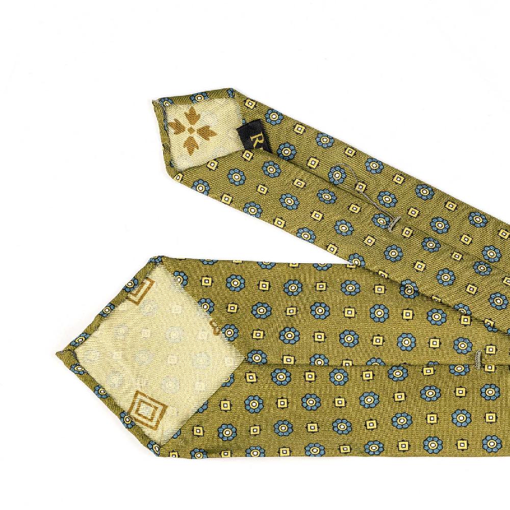 Rubinacci Cravatta in twill di seta senape con stampa floreale Fino Al -60%