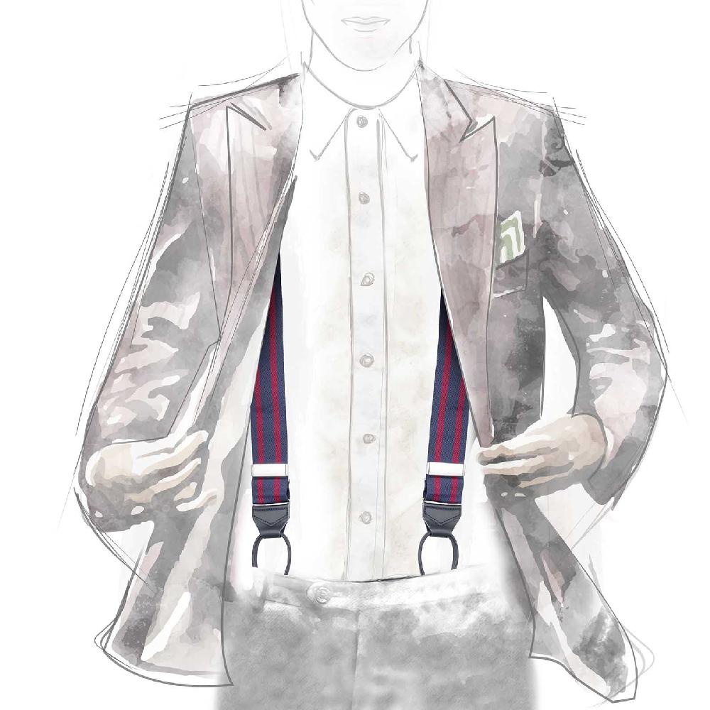 Rubinacci Bretelle rigate blu e bordeaux Negozio