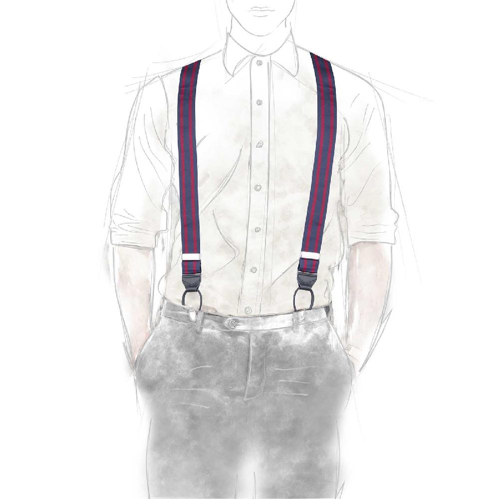 Rubinacci Bretelle rigate blu e bordeaux Negozio
