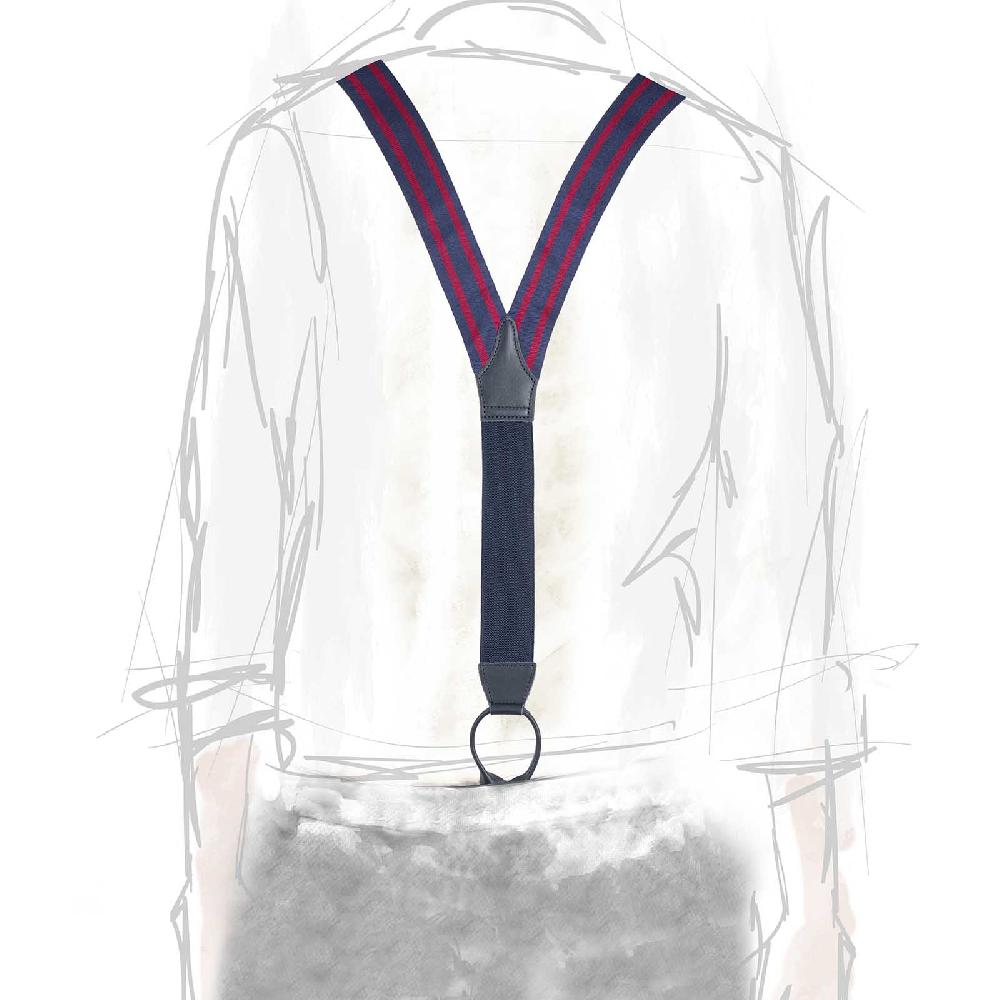 Rubinacci Bretelle rigate blu e bordeaux Negozio