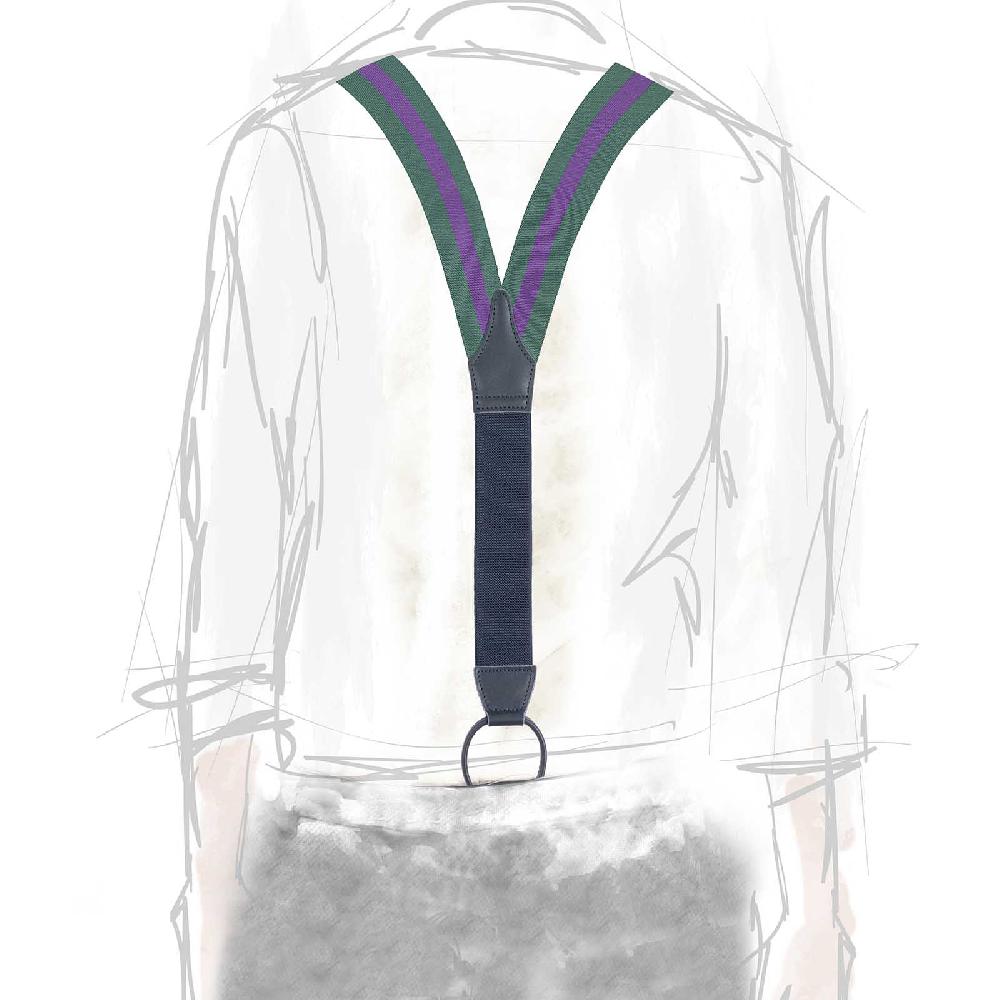 Rubinacci Bretelle rigate viola e verde In Saldo