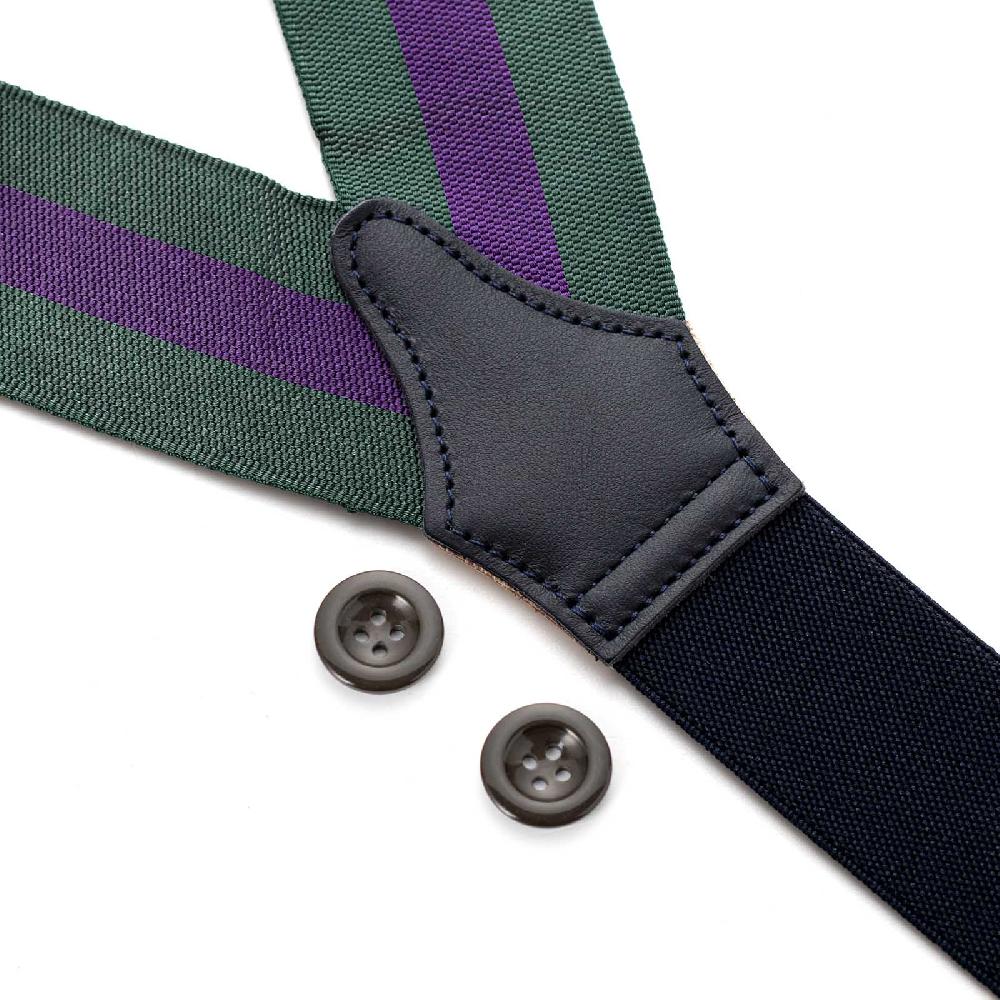 Rubinacci Bretelle rigate viola e verde In Saldo
