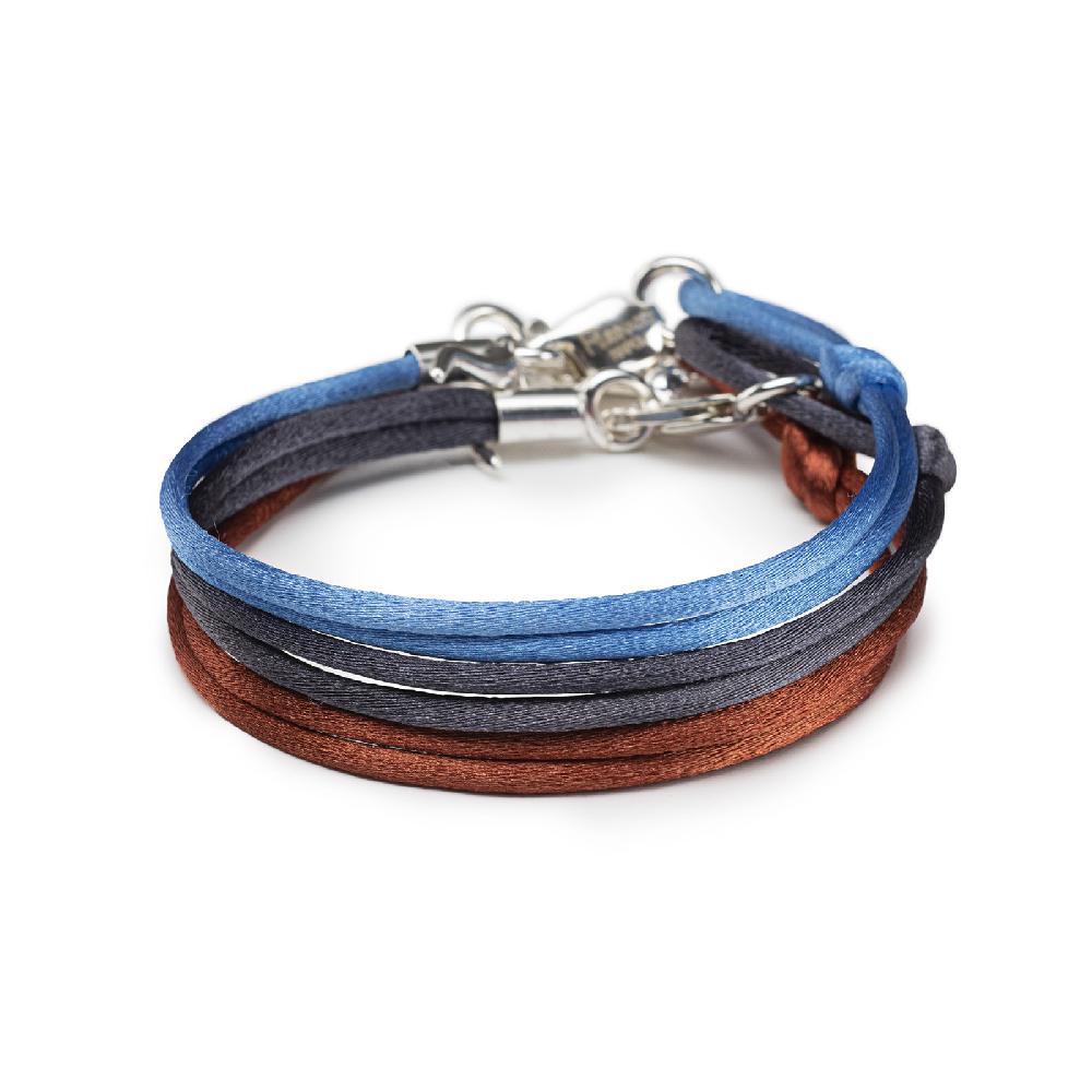 Rubinacci Braccialetto ruby in seta celeste Sconto