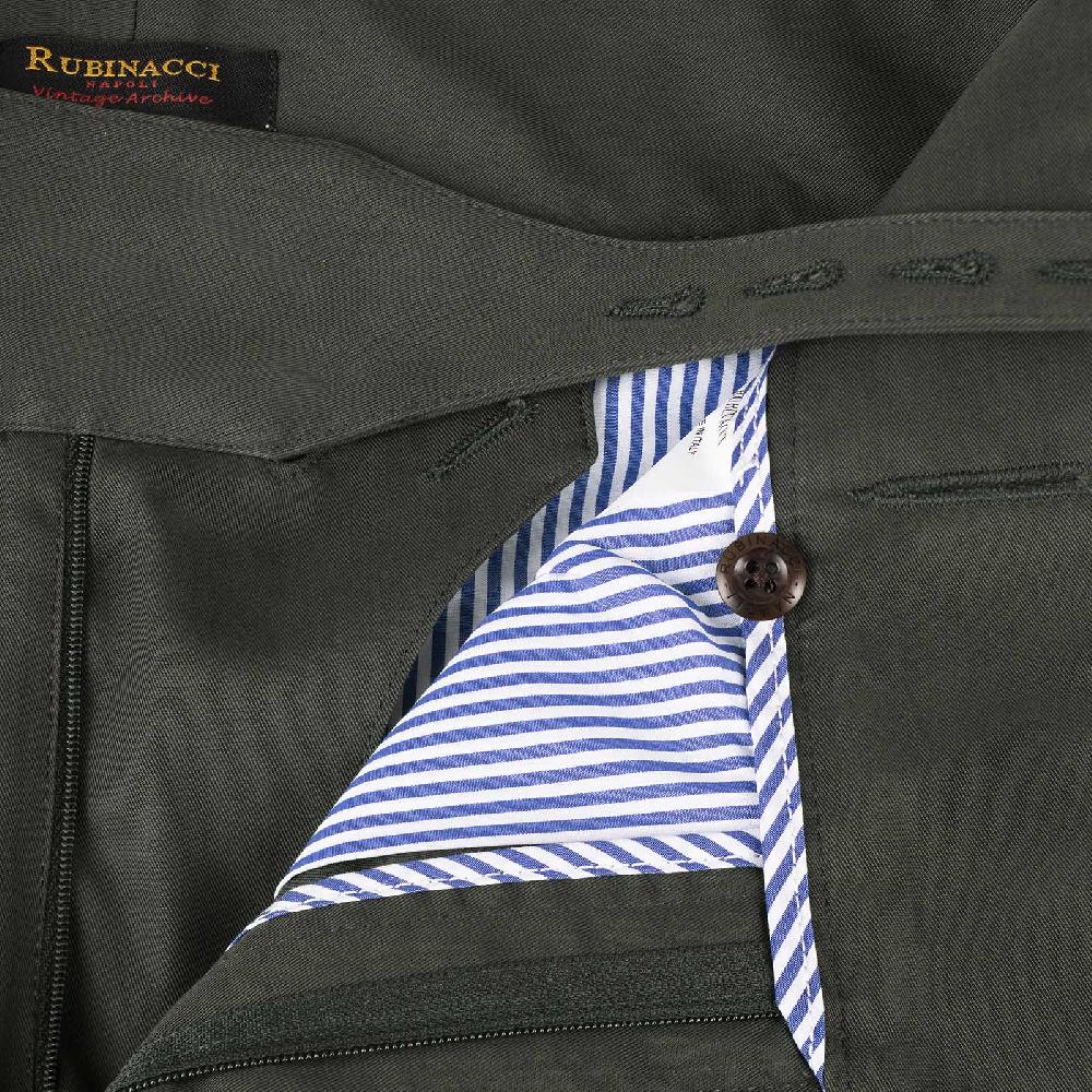 Rubinacci Vintage archive pantalone Manny in cotone verde militare Negozio