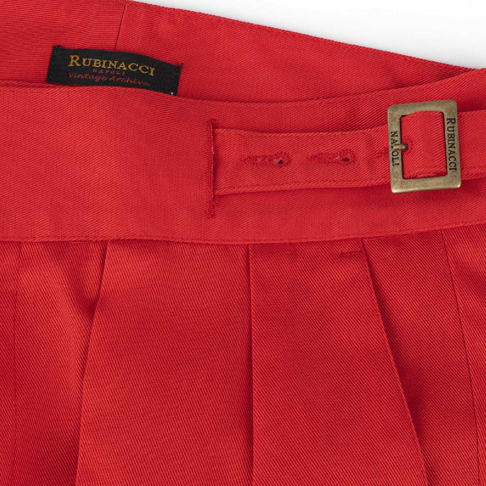 Rubinacci Vintage archive pantalone Manny in cotone rosso In Saldo