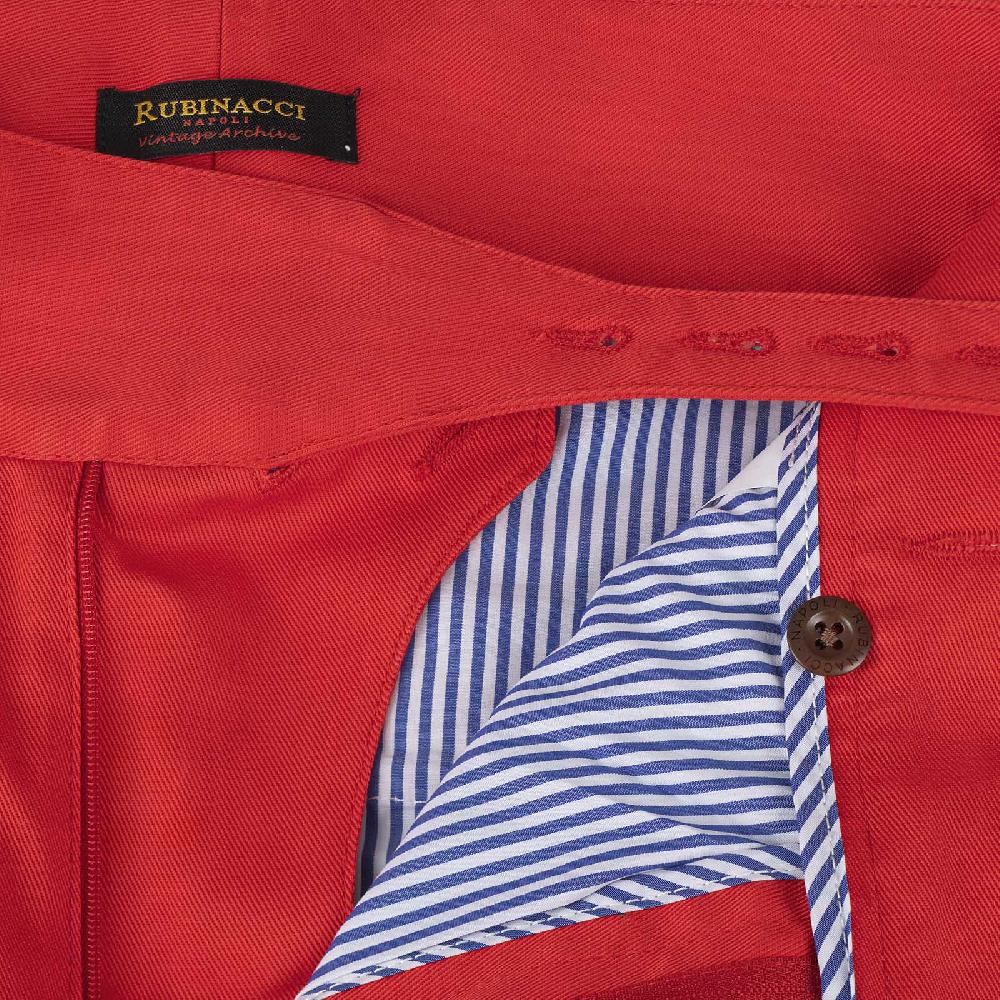 Rubinacci Vintage archive pantalone Manny in cotone rosso In Saldo