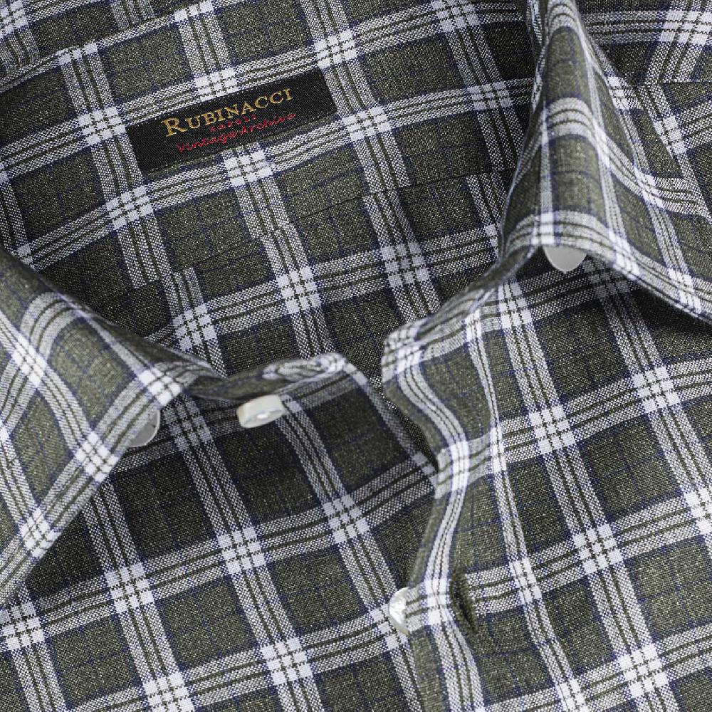 Rubinacci Vintage archive camicia in lino verde e bianco 2025
