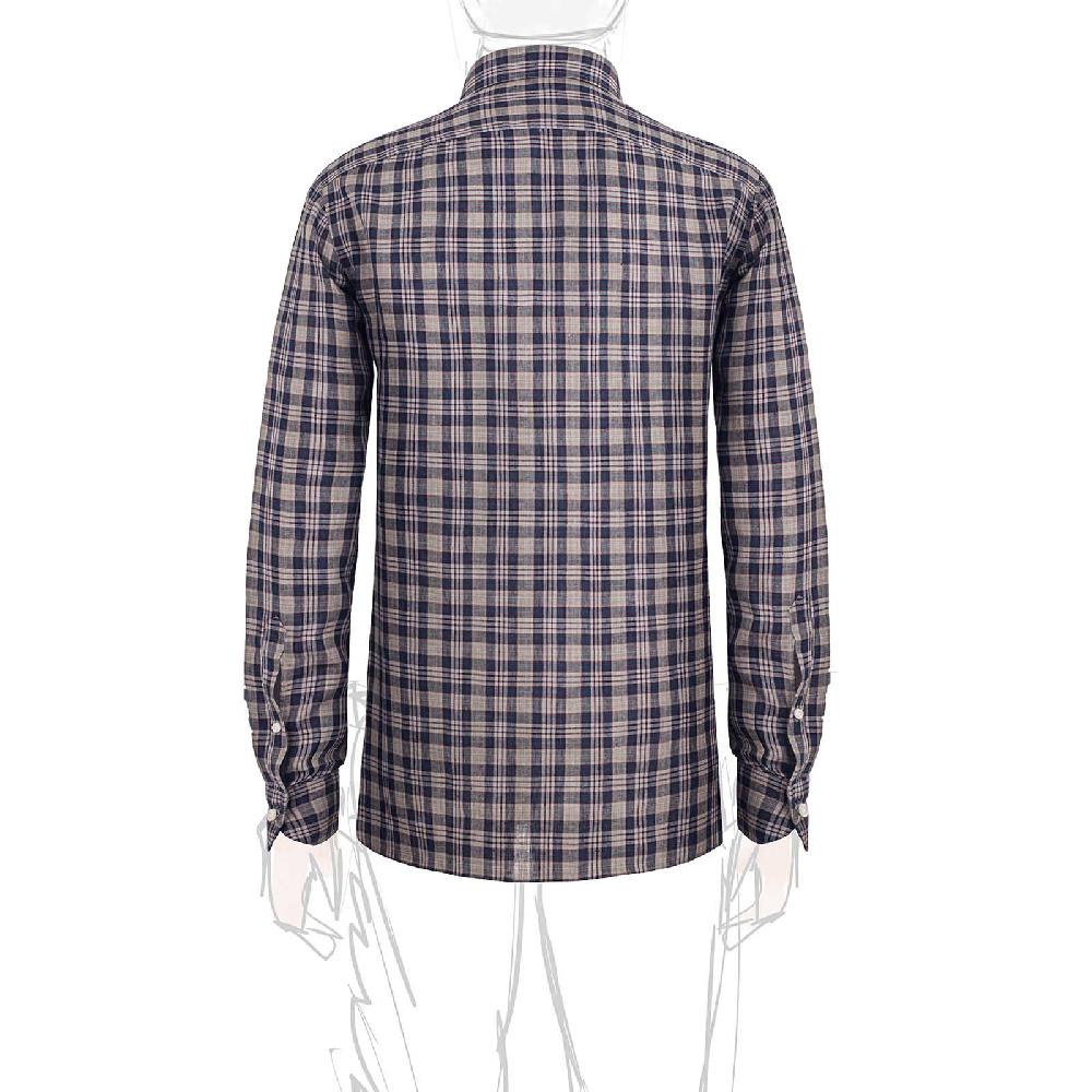 Rubinacci Vintage archive camicia in lino grigio e blu Italy