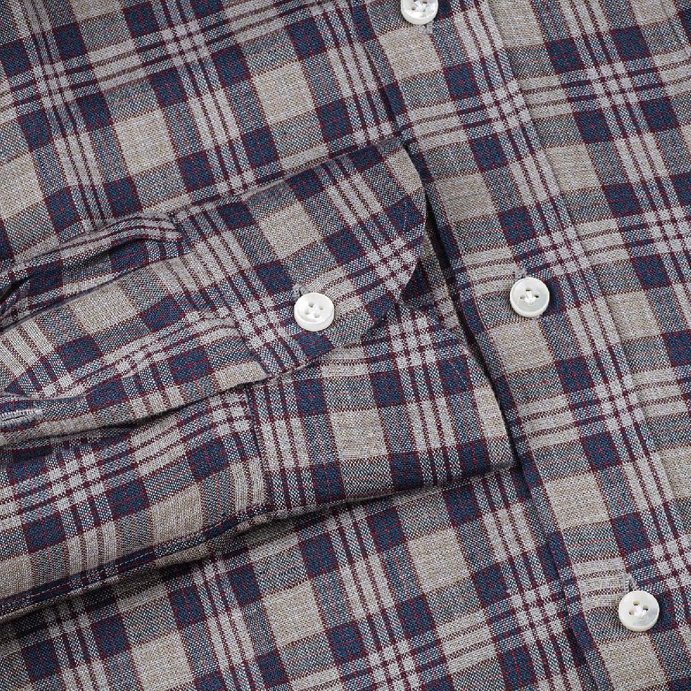 Rubinacci Vintage archive camicia in lino grigio e blu Italy