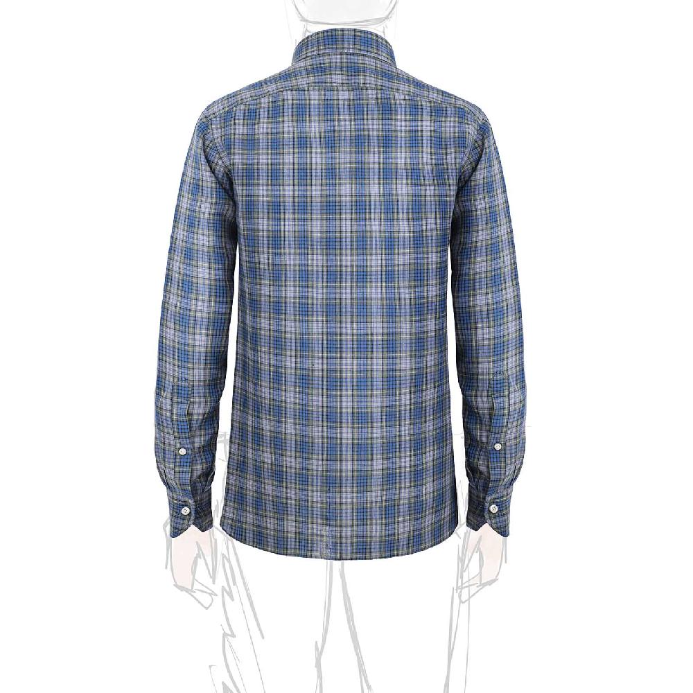 Rubinacci Vintage archive camicia in lino verde e blu Italia