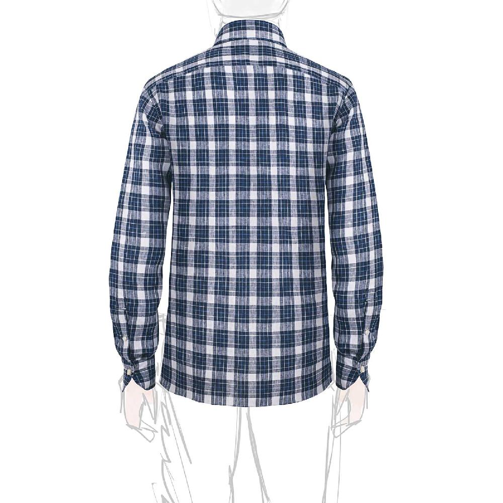 Rubinacci Vintage archive camicia in lino bianco e blu 2025