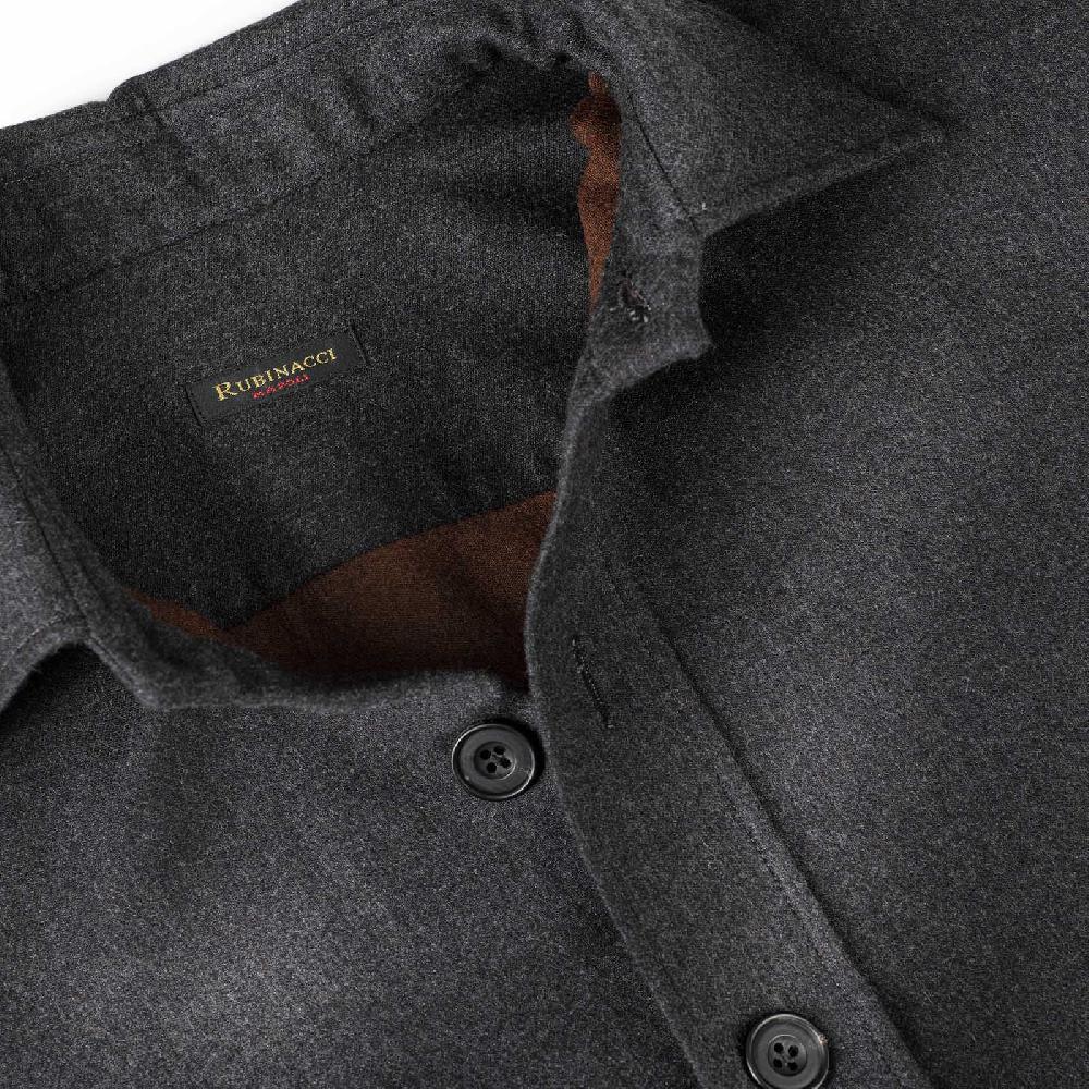 Rubinacci Overshirt in lana e seta grigia Vendita Calda