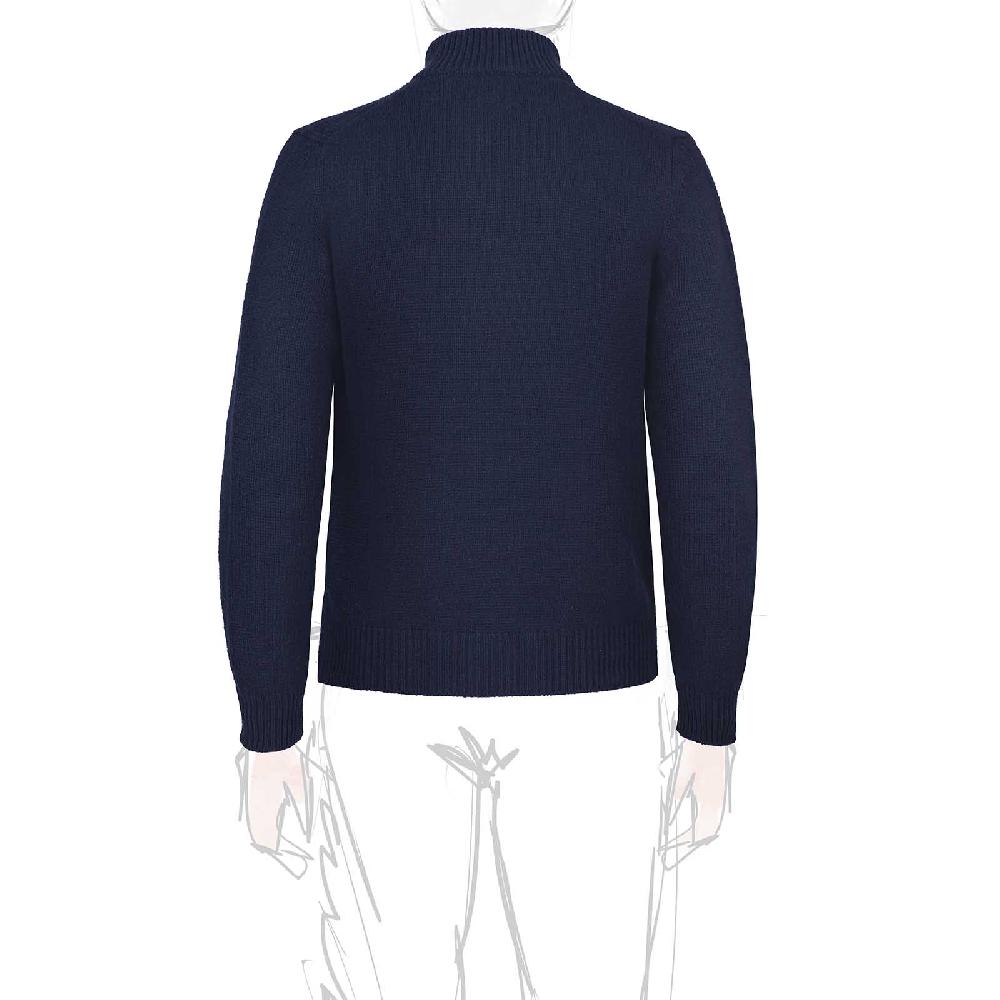 Rubinacci Pull zip in cashmere blu Saldi Di Fabbrica