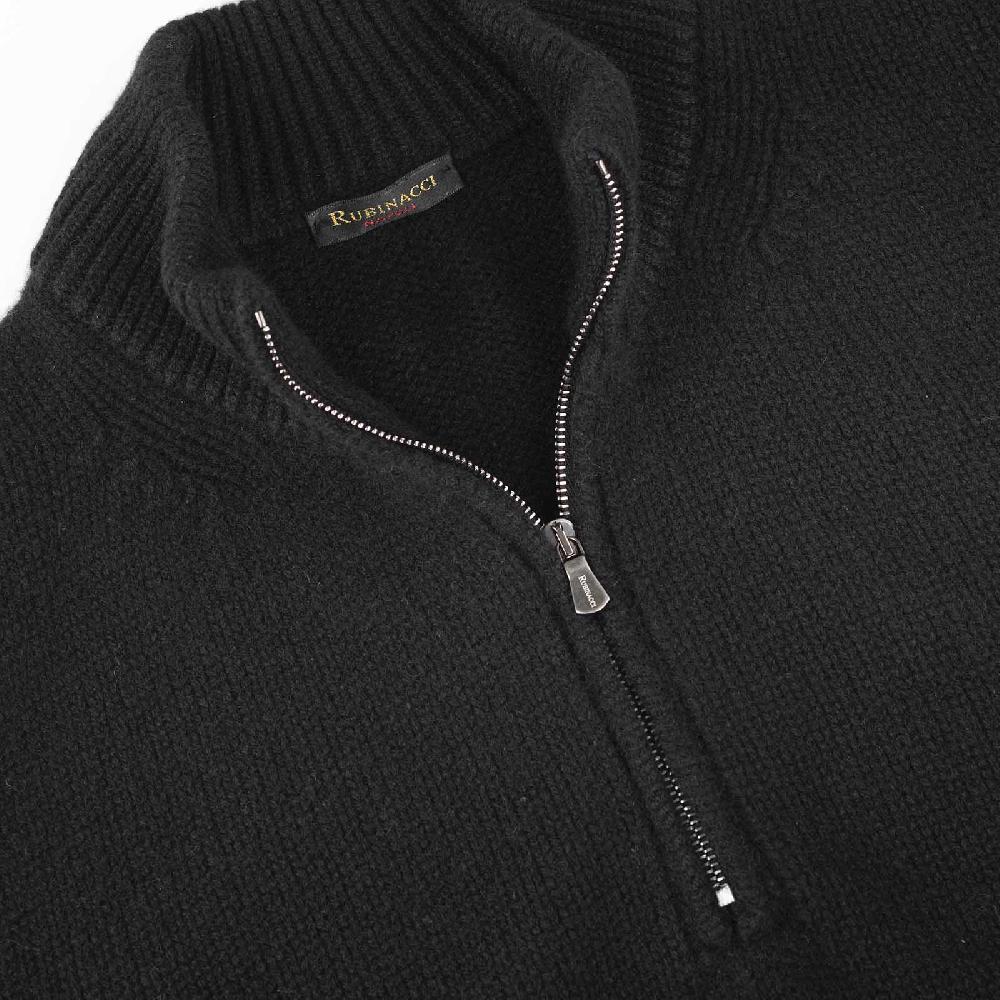 Rubinacci Pull mezza zip in cashmere nero Negozio