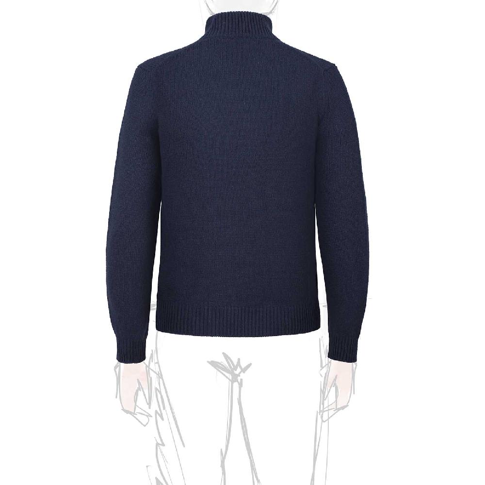 Rubinacci Pull mezza zip in cashmere blu In Saldo