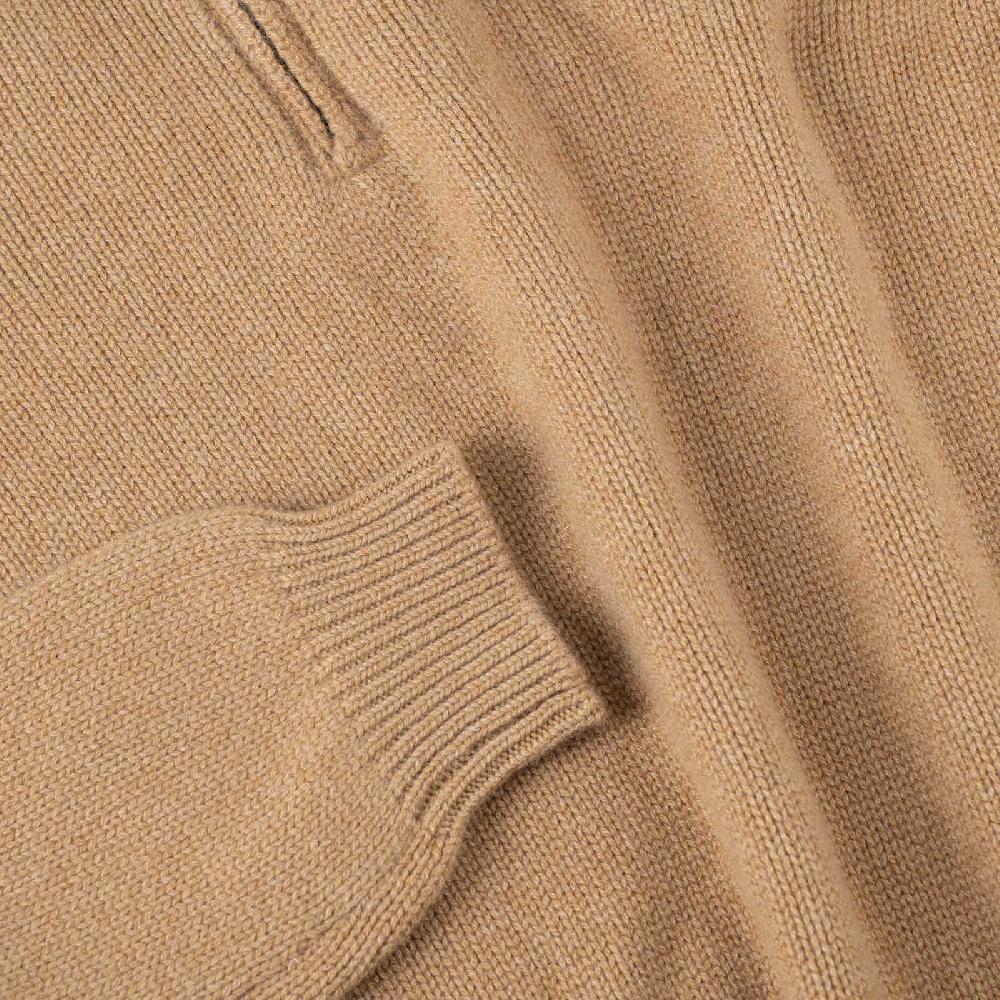 Rubinacci Pull mezza zip in cashmere rhum Nuova