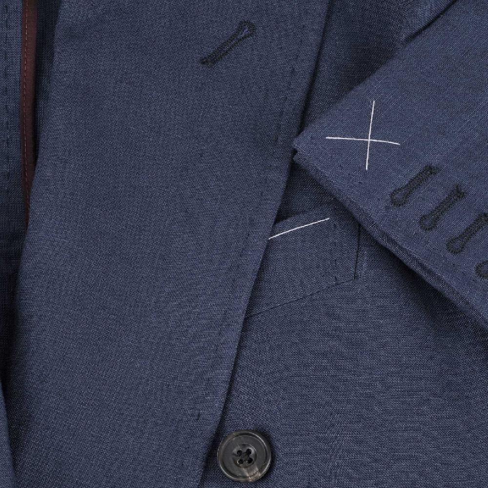 Rubinacci Giacca in lino blu Vendita
